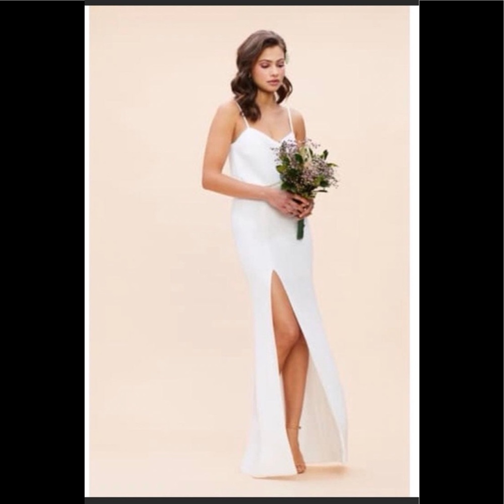 New with tags, Dress the Population white full length dress.